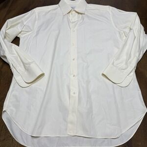 Brioni For Neiman Marcus Shirt Mens 16 41 White Dress Made In Italy Cotton
